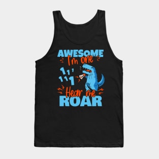 Kids I'm One Hear Me Roar 1st Birthday Dinosaur product Tank Top